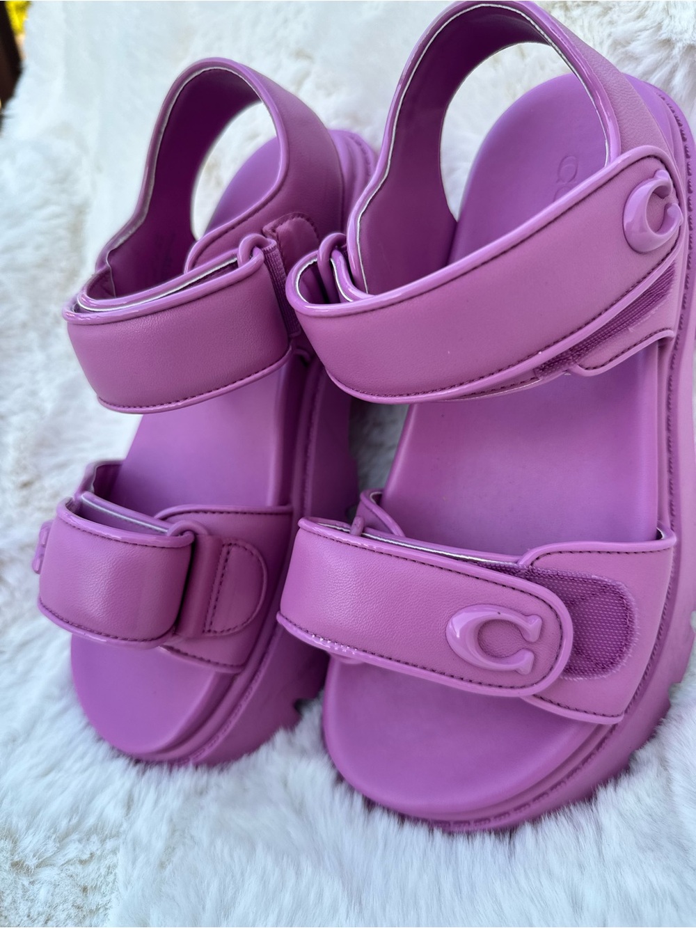 Coach Lavender/Purple Platform Hook-and-Loop Sandals